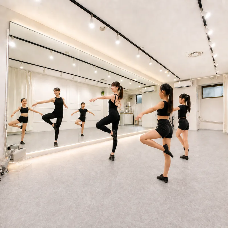 MV撮影に使えるダンススタジオ（グループで振付を合わせる様子）